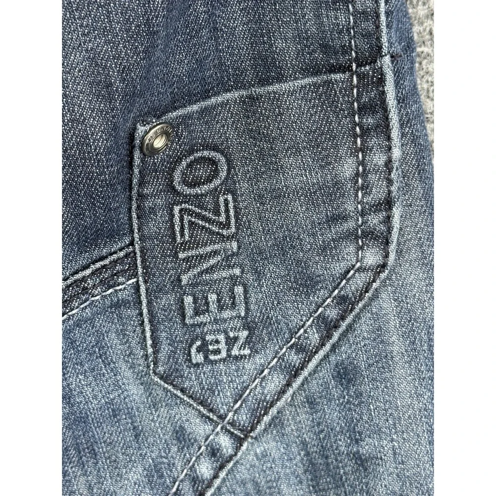 ZE ENZO99 Men's Denim Jogger Jeans 30R Blue Moto Drawstring Ribbed Cuff